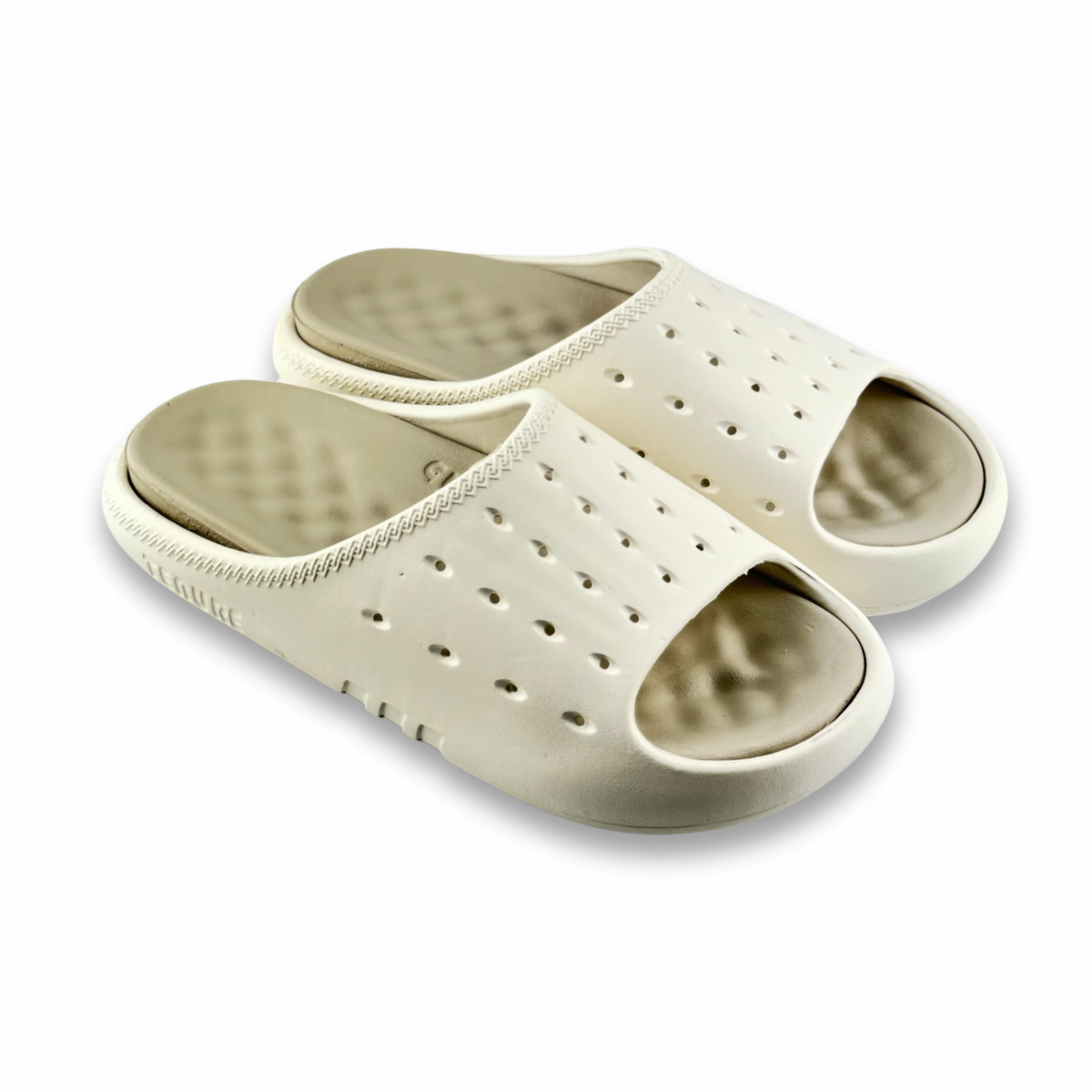 Comfortable white and grey slides for daily casual wear