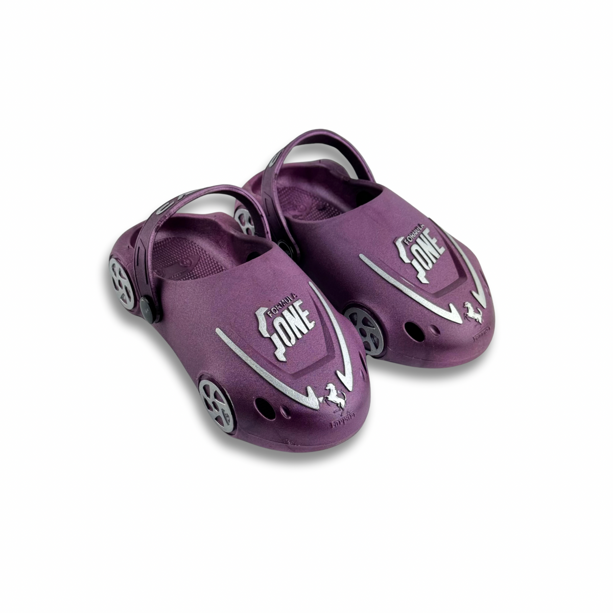 Durable and lightweight clogs for children with race car theme