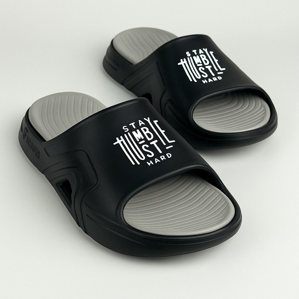 Ergonomic cushioned men’s slides with arch support