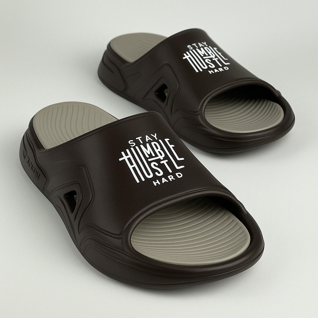Motivational EVA Slippers for Men – Stay Humble Hustle Hard